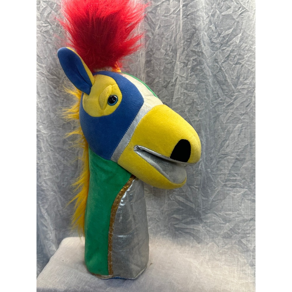 Sugar Loaf Multi-Color Plush Hand Puppet Horse Donkey Red Mohawk Vintage Style